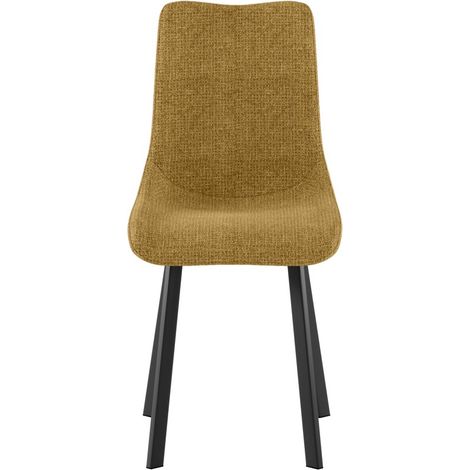 Sedia Iris in tessuto easy-clean giallo brillante con struttura in metallo nero - Stones (1/5)