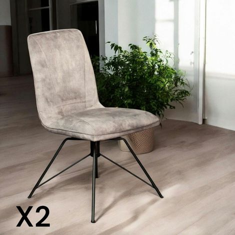 Chaise pivotante velours gris (lot de 2) OKA (1/5)