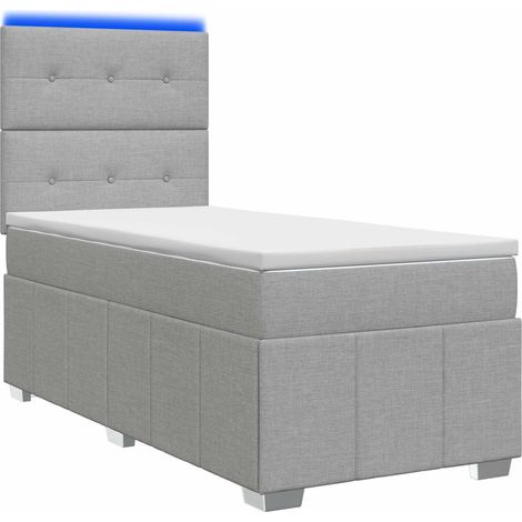 Letto Box Spring LED con Materasso Grigio Chiaro 90 x 190 cm vidaXL (1/5)