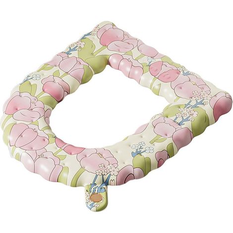 Toilettensitzbezug, universelles Toilettensitzkissen für Zuhause, für alle Jahreszeiten geeignet, wasserdichter Toilettensitzbezug aus Kunststoff für den Sommer, waschbares D-förmiges Toilettensitzkis