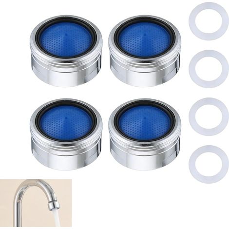 JSSEVN - Paquete de 4 aireadores de grifo M22 - Aireadores ahorradores de agua con sellos - Repuestos y filtro para grifo con sello para fregadero y cocina (1/5)