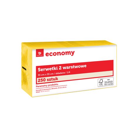 Serviettes de table économiques TG 33 x 33 cm, 2 plis, jaunes, lot de 250.