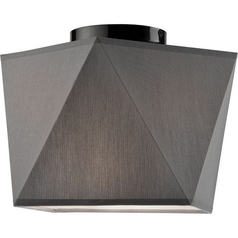 Deckenleuchte E27 Grau Schwarz Stoff Metall Modern Deckenlampe