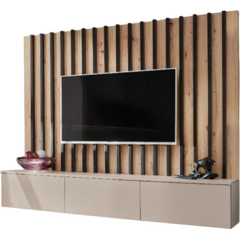 Wandverbau TASHYA – TV-Möbel und Wandpaneel – Artisan Eiche und Kaschmir