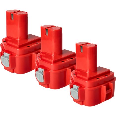 vhbw 3x Akku kompatibel mit Makita 6271DWE, 6271DWPE, 6271DWPE3, 6313DA, 6271DWPL, 6313D, 6271DWPLE Werkzeug (1500 mAh, NiMH, 12 V)