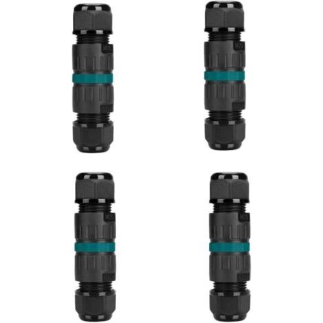 Lot de 4 Connecteur électrique etanche IP68 - Connecteur à 3 broches pour cable de 9-12 mm de diamètre, Bote dérivation extérieur pour jardin et souterrain