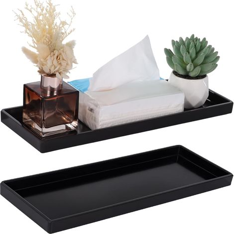 Lot de 2 plateaux réservoir toilettes rectangulaires en mélamine (1/5)