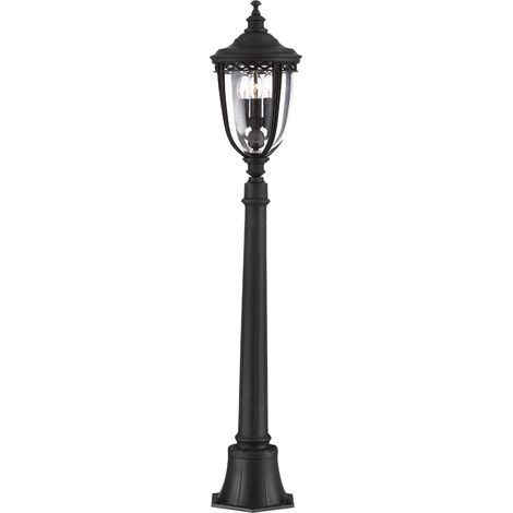 Lampada da esterno, piantana, vialetto, candelabro, nero, H 118 cm, vetro acciaio (1/4)