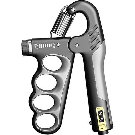 Entraîneur de force de préhension, appareil de renforcement de la force de préhension réglable, 5-101 kg, conception ergonomique, appareil de renforcement des avant-bras (noir) (1/5)