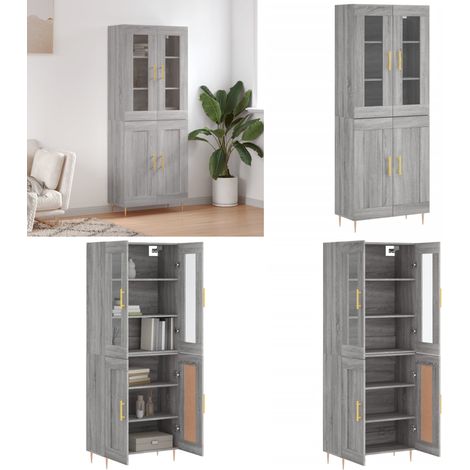 Highboard Grau Sonoma 69,5x34x180 cm Holzwerkstoff - Schrank - Holzwerkstoff (1/5)