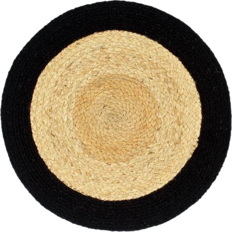 Napperons 4 pcs Naturel et noir 38 cm Jute et coton (1/4)
