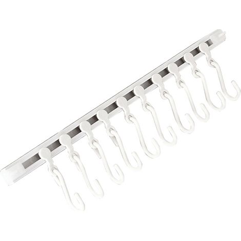 Barre de suspension de cuisine coulissante en plastique blanc 30,5 cm avec crochets escamotables autocollants sans perçage pour bureau salle de bain (1 pièce) (1/4)