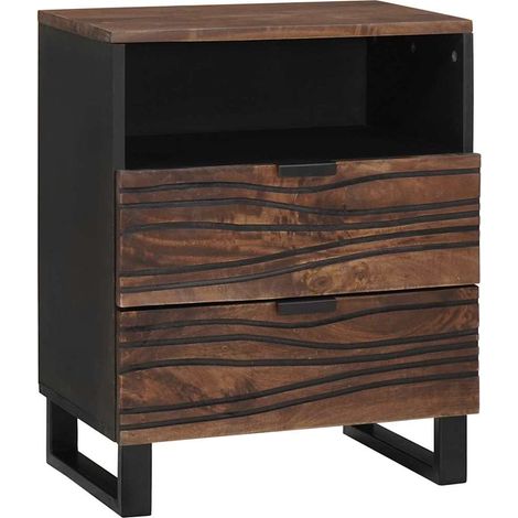 Cabinet de chevet-Table de nuit-Table de chevet Noyer 50 x 33 x 62 cm Bois d'acacia massif 521729 (1/5)