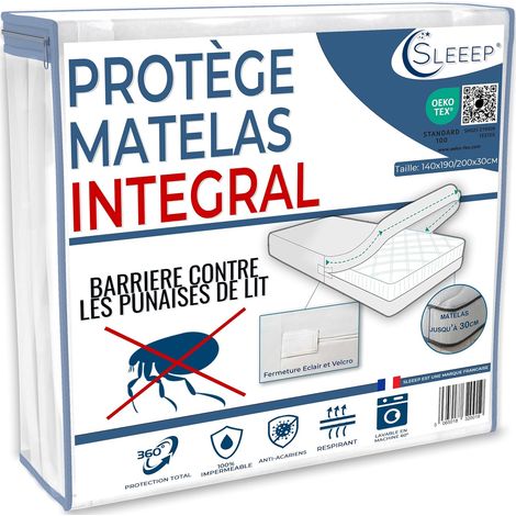Housse de Matelas 140x200 Anti punaise de lit avec Fermeture Éclair Protege matelas Imperméable integral OekoTex - Qualité Hôtellerie (1/5)