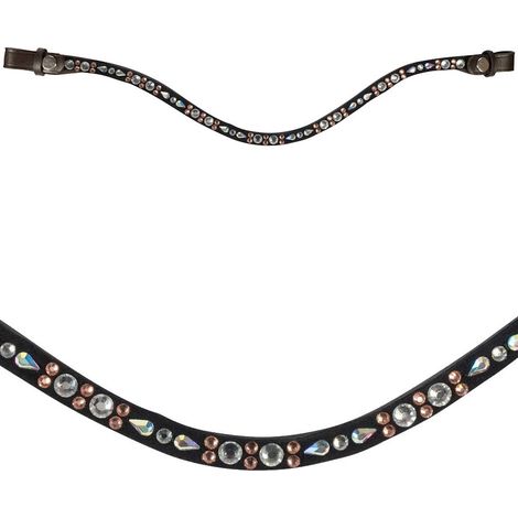 Cob, Bianco /oro rosa: Frontalino in cuoio con brillanti decorativi modello Sparkle (1/5)