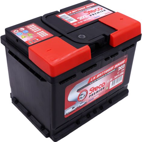 Stecopower – Batterie 12V 55Ah 560A – 202 – Technologie plomb-acide – Longueur 207mm – Pour applications solaires et éoliennes