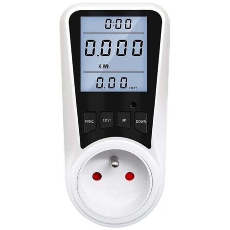 Power Meter Plug with 7 Modes, Max 3680W, Wattmeter Energy Meter Plug, Energy Meter with LCD Display for Energy Saving - White