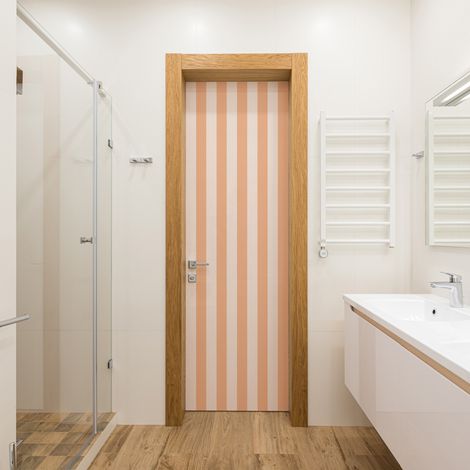 Sticker porte, rayures Peach, pantone 2024, bandes pêche, 204 cm X 73 cm (1/5)