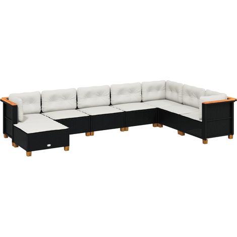 vidaXL Set Divani da Giardino con Cuscini 8 pz Nero in Polyrattan (1/5)