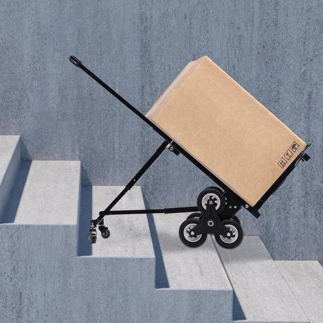 Treppensteigender Sackkarre klappbar, Transporthilfe für Treppen mit 10 Rädern, Tragkraft 150kg, Handkarre Schneller und Leichter Transport, Ladefläche GriffHöhenverstellbar Vollgummibereifung (1/5)