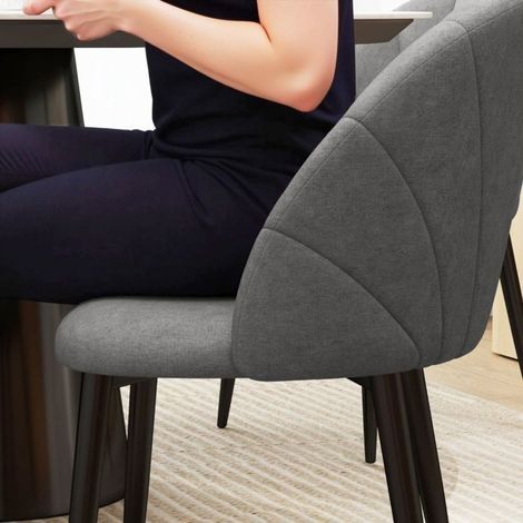 Chaise de salle à manger - SOGEU - Lot de 4 - Tissu effet velours gris - Pieds acier - Dossier ergonomique (1/3)