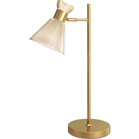 Lampada da Tavolo Moderna con Paralume in Vetro Regolabile Ambrato e Satinato Attacco E27 Oro