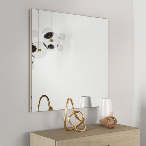 Espejo Rizzardi, kit de fijación a pared incluido, forma rectangular, color degradado de marco, 76.5x76.5h cm beige (1/5)