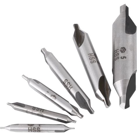 Kit de 6pcs Forets à Centrer 60° Ø 1/1.5/2/2.5/3/5mm pour Métal (1/5)