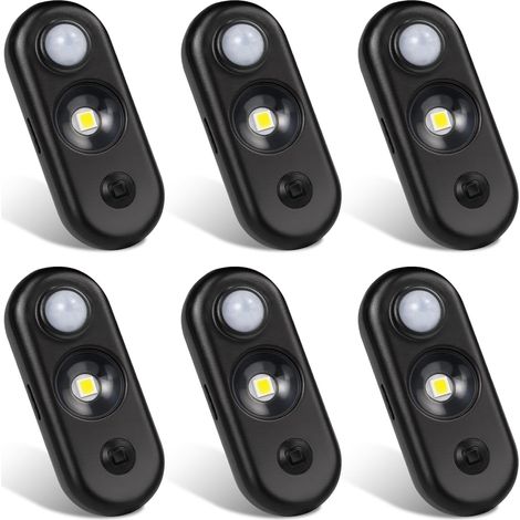 Lot de 6 lampes LED avec détecteur de mouvement, éclairage magnétique sous armoire blanc chaud, intensité variable pour placard, escaliers (1/5)
