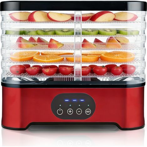 Deshidratador de alimentos  5 bandejas apilables de acero inoxidable, temporizador digital ajustable hasta 72 horas y control de temperatura hasta 70 °C. (1/5)