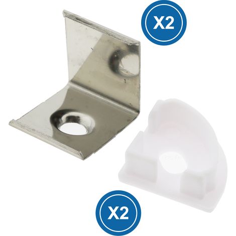 Pack 2 Tapones y 2 grapas para Perfil  Blanco   IluminaShop
