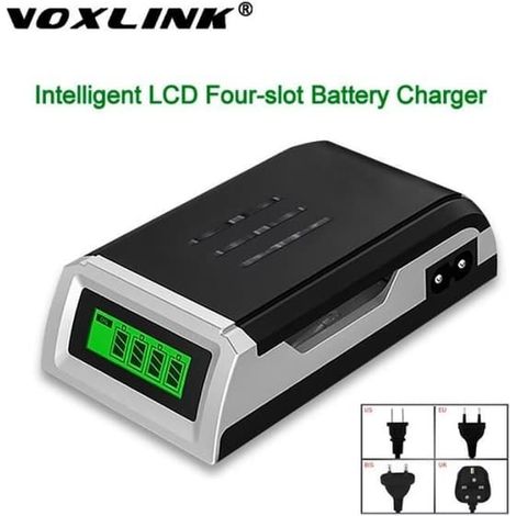 Chargeur de piles intelligent avec écran intégré et 4 emplacements, pour piles rechargeables NiCd NiMh AA-AAA (norme UE) - WILM2365 (1/4)