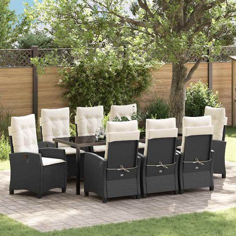 Set da Pranzo per Giardino 9 pz Nero polyrattan vidaXL (1/5)