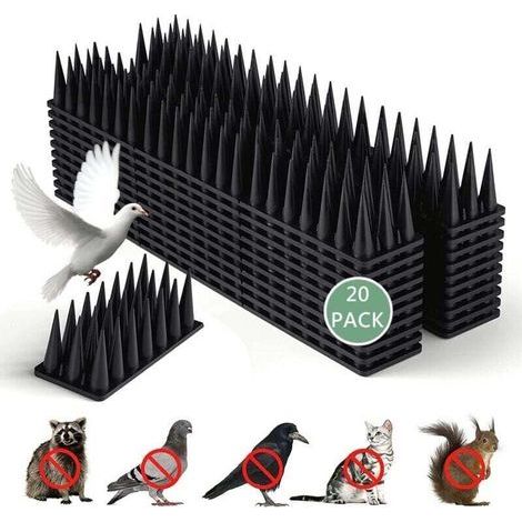 6 Mètres Pic Anti Pigeon Plastique, 20 Pièces Répulsif Piege, Anti Oiseaux pour Chats Moineaux, pour Balcon Fenêtre, Respectueux des Animaux Pique (Noir) (1/4)