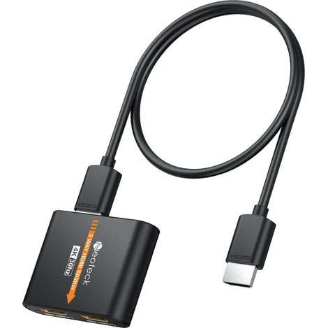 HDMI Splitter 1 Input 2 Outputs 4K x 2K (30Hz) and 3D 1x2 HDMI Splitter for Dual Screens 0.5m HDMI Cable Included Ideal for Home Cinema and Video Games (1/5)