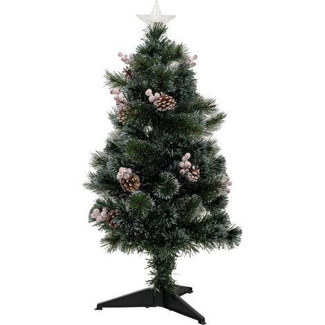 Sapin de Noël artificiel lumineux avec Pommes de Pin et Baies rouges H 90 cm - Feeric Christmas (1/3)