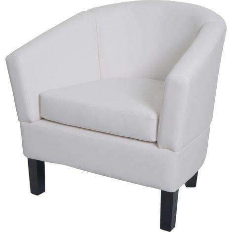 Fauteuil lounge HHG-864, fauteuil club fauteuil cocktail, certifié MVG similicuir, blanc