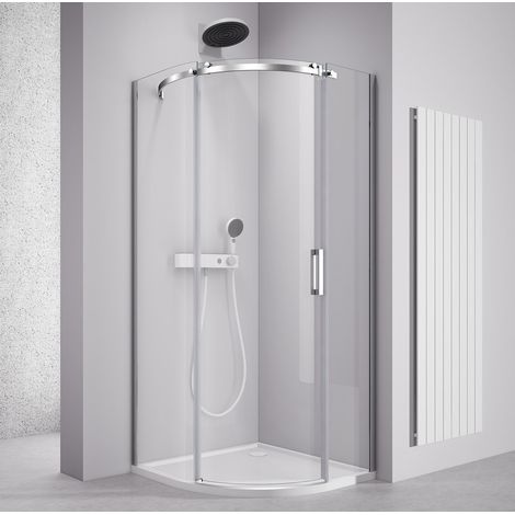 Paroi de douche THRON ROUND quadrant 900x900mm, verre clair, gauche (1/4)
