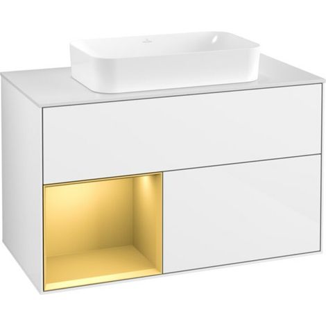 V&B Waschtischunterschrank Finion 100x60,3 cm, Reg li gol m, glo wh. Lac (1/2)