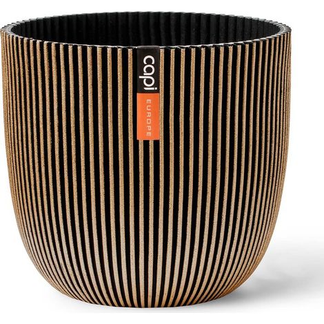 Capi Europe Übertopf Groove Kugel Schwarz & Goldfarben Ø 28 cm - Kunststoff