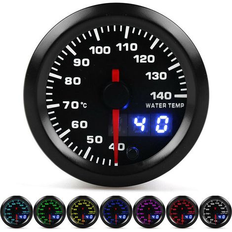 Jauge de température de l'eau 2 pouces, pointeur 40-140 ℃, affichage LED 7 couleurs, universel pour voitures 12V