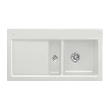 Fregadero 1 seno y medio VILLEROY ET BOCH Subway 60 100 x 51 cm desagüe izquierdo Steam CeramicPlus con desagüe automático