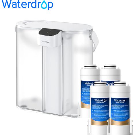 Waterdrop Carafe Filtrante Électrique Instantanée pour Réfrigérateur avec Filtre de 3 Mois, Système de Filtre à Eau de Comptoir, Réduit le Chlore, Plomb, Mercure, Réduit les PFAS, 757 Litres, Bleu, Li (1/5)