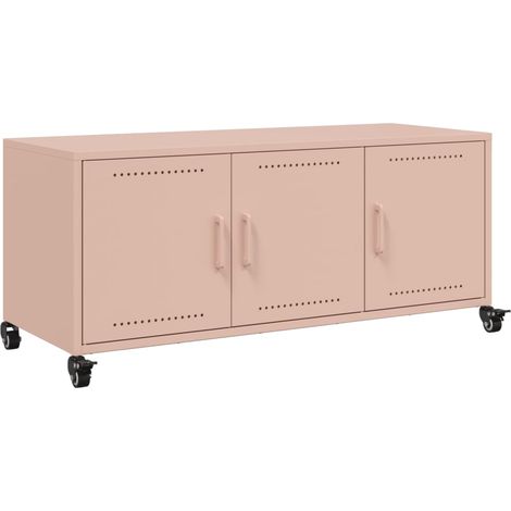 Mobile TV multimediale scaffale per televisione televisione buffet sala da pranzo soggiorno camera da letto rosa 100,5 x 39 x 43,5 cm acciaio rosa 020028280