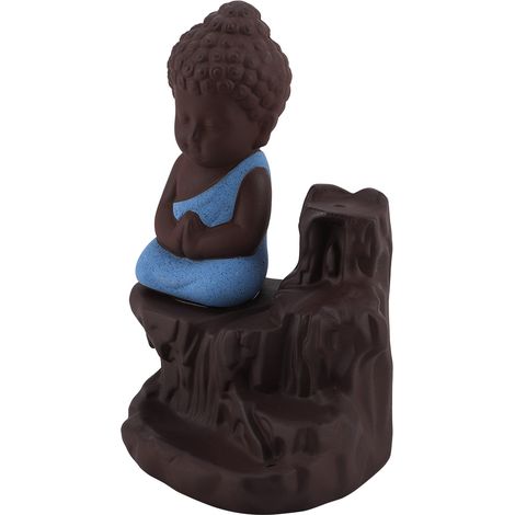 Porte-encens en céramique, brûleur d'encens à reflux, objet de décoration (bleu) (1/5)