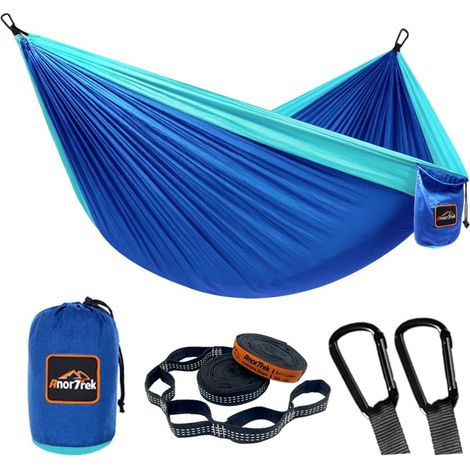 Camping Hammock, hamac de Voyage en Nylon Super léger et Portable avec Deux Sangles d'arbre, pour Le Camping, la randonnée et Le Sac à Dos (1/5)