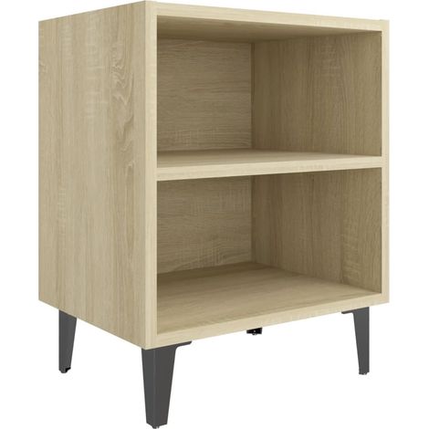 Table de chevet avec pieds en métal Chêne sonoma 40x30x50 cm (1/5)