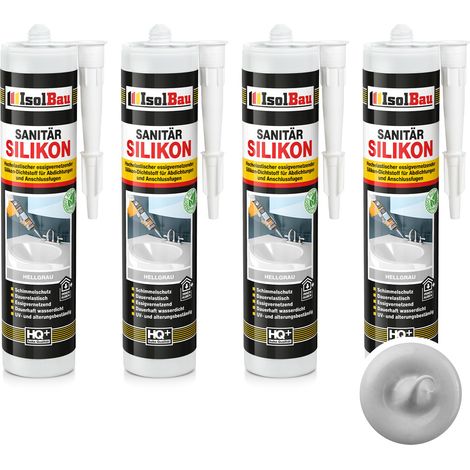 IsolBau Silicone Sanitario Grigio Chiaro Sanitär Silikon 4 x 300ml (1/5)