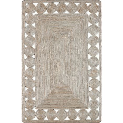 Tapis en Jute Naturel 160 x 230 cm - Décoration Artisanale Fait Main aux Motifs Modernes - PANGIVO (1/3)