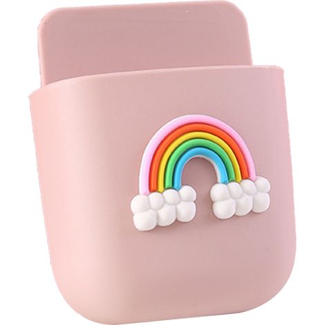 Boîte de Rangement Murale Mignonne pour Téléphone - Déco Maison Motif Arc-en-Ciel Rose (1/2)